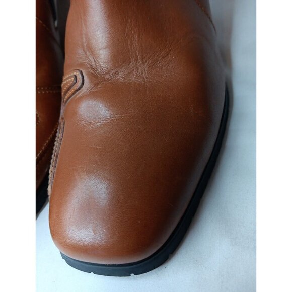 Hella Vintage 90s Motorcycle Riding Ankle Boots Women 7 Icon Moto Brown FLAW - Picture 4 of 15